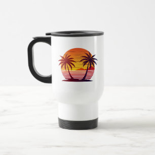 Sunset with Palm Trees Vector-98803 Travel Mug