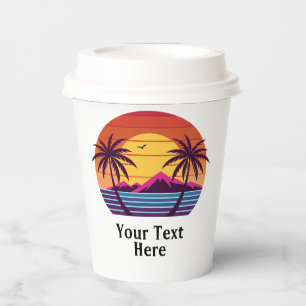 Sunset with Palm Trees Vector-98804 Paper Cups