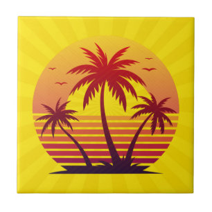 Sunset with Palm Trees Vector-98805 Tile