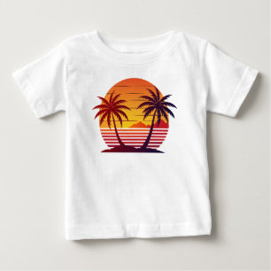 Sunset With Palm Trees Vector Baby T-Shirt