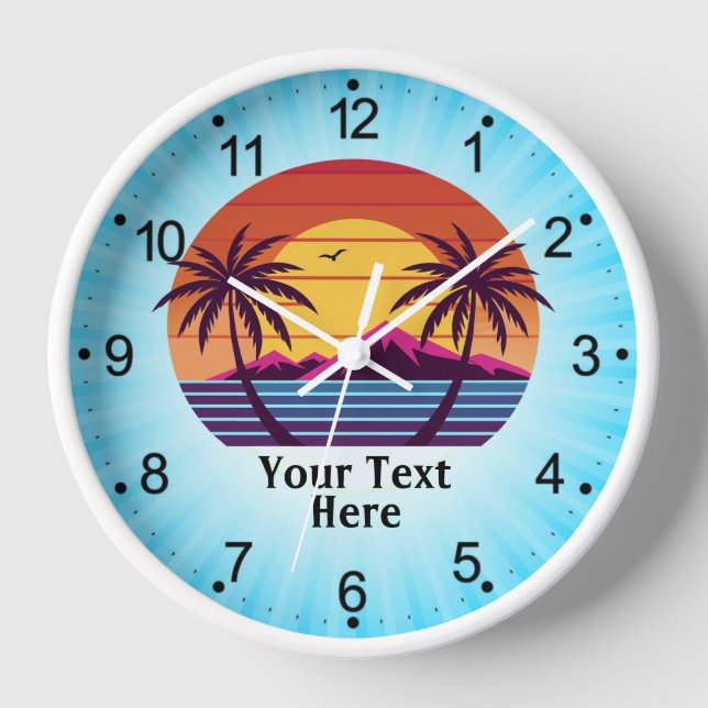 Sunset with Palm Trees Vector Clock (Front)