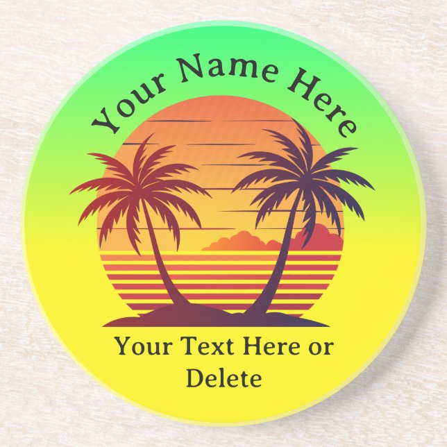 Sunset with Palm Trees Vector Coaster (Front)