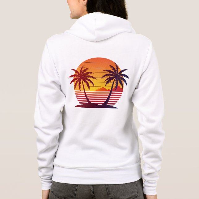 Sunset With Palm Trees Vector  Hoodie (Back)