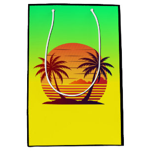 Sunset with Palm Trees Vector Medium Gift Bag
