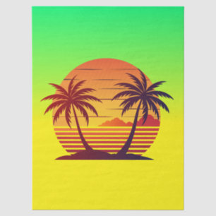 Sunset with Palm Trees Vector Tissue Paper