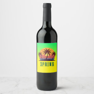 Sunset With Palm Trees Vector Wine Label