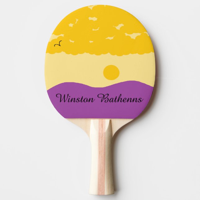 Sunset with Purple Hills:   Ping Pong Paddle (Front)