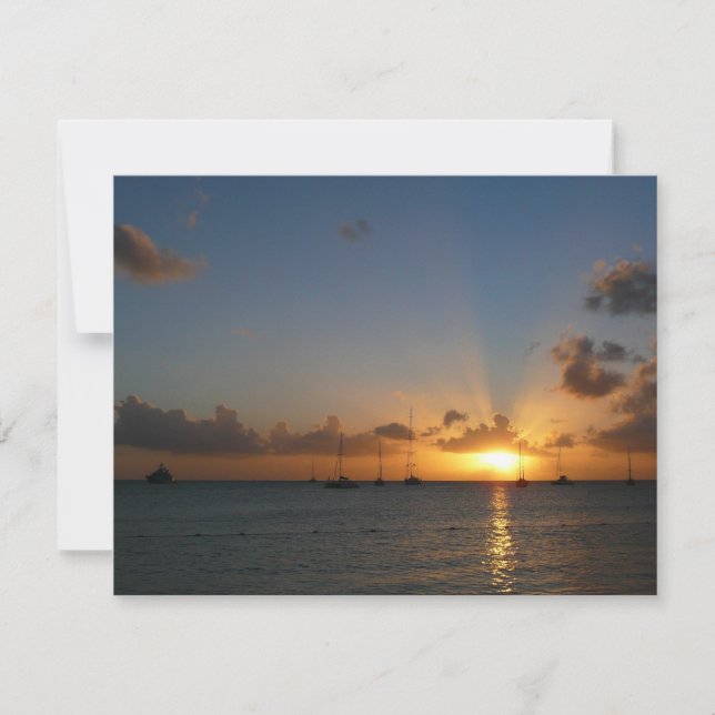 Sunset with Sailboats Tropical Landscape Photo (Front)