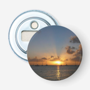 Sunset with Sailboats Tropical Landscape Photo Bottle Opener