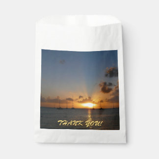 Sunset with Sailboats Tropical Landscape Photo Favour Bags