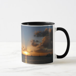 Sunset with Sailboats Tropical Landscape Photo Mug
