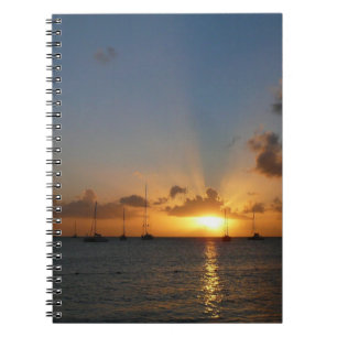 Sunset with Sailboats Tropical Landscape Photo Notebook