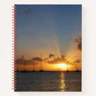 Sunset with Sailboats Tropical Landscape Photo Notebook
