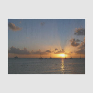 Sunset with Sailboats Tropical Landscape Photo Tissue Paper