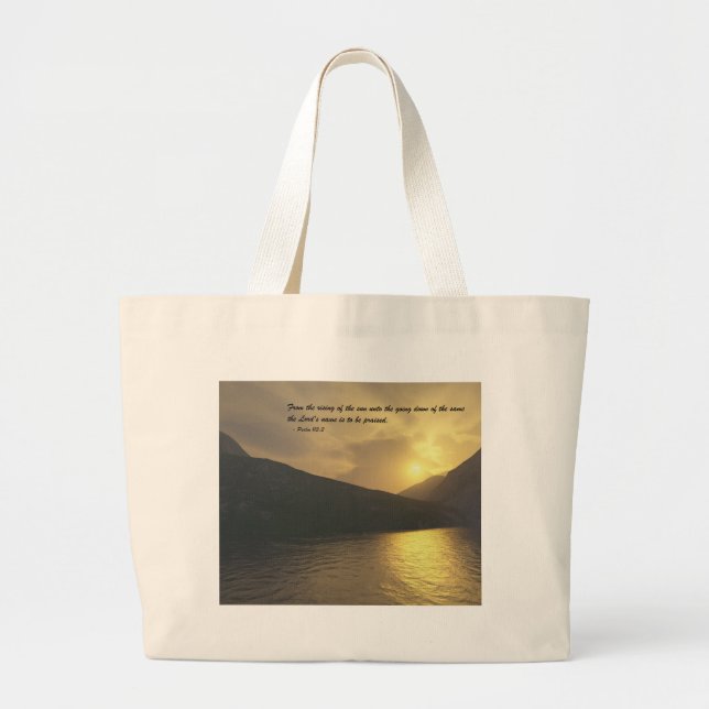 Sunset with Verse Large Tote Bag (Front)
