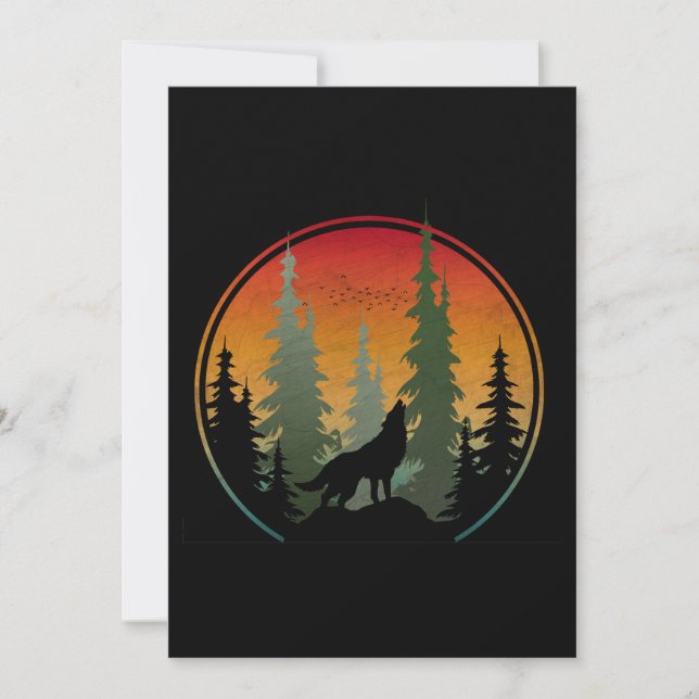 Sunset Wolf Nature Scenery Invitation (Front)