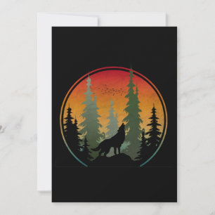Sunset Wolf Nature Scenery Invitation