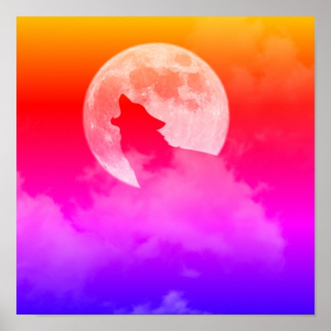 sunset wolf poster (Front)