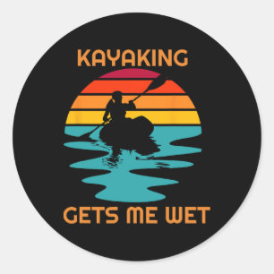 Sunset Women Kayaking Gets Me Wet Kayak Boating Pa Classic Round Sticker