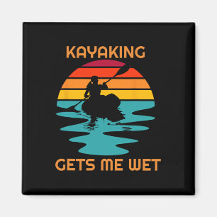 Sunset Women Kayaking Gets Me Wet Kayak Boating Pa Magnet