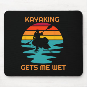 Sunset Women Kayaking Gets Me Wet Kayak Boating Pa Mouse Mat