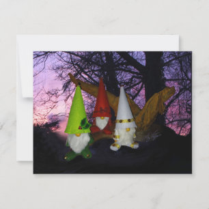 Sunset Woodland Gnomes Holiday Card