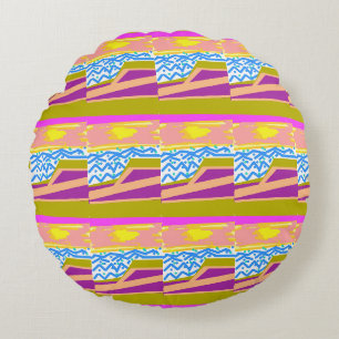 Sunset Yacht Waves Round Cushion