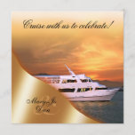 Sunset Yacht Wedding Nautical Invitation<br><div class="desc">This pretty invitation features a beautiful yacht on open water with a gorgeous yellow orange sunset ~ perfect for cruise weddings,  nautical wedding receptions & beach themed events.  For questions or requests,  email: cheryl@cheryldanielsart.com Design by Cheryl Daniels © 2015.  Matching products available.</div>