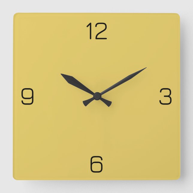 Sunset Yellow E6CB5F Colour - Add Your Name Option Square Wall Clock (Front)