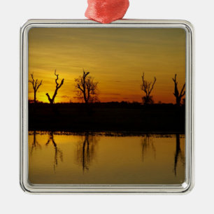 Sunset, Yellow Water Billabong 2 Metal Tree Decoration