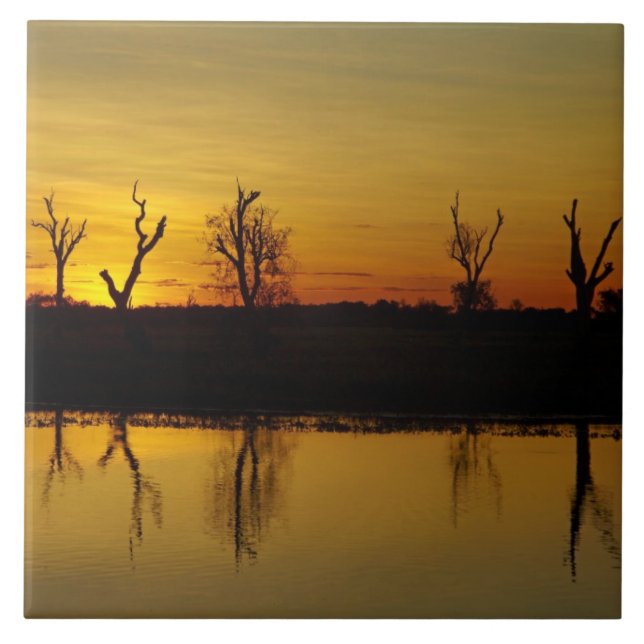 Sunset, Yellow Water Billabong Tile (Front)