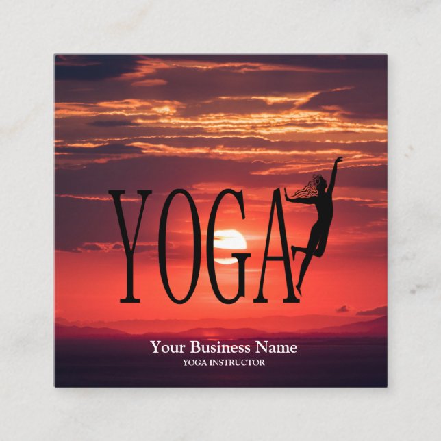 Sunset Yoga Square Business Card (Front)
