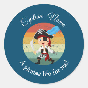 Sunset YOUNG Feather Boy Party Pirate   Classic Round Sticker