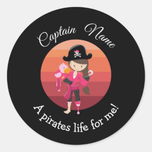 Sunset YOUNG Girl Party Pirate Classic Round Sticker