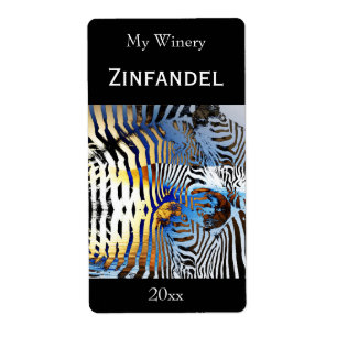 Sunset zebra abstract wine bottle label