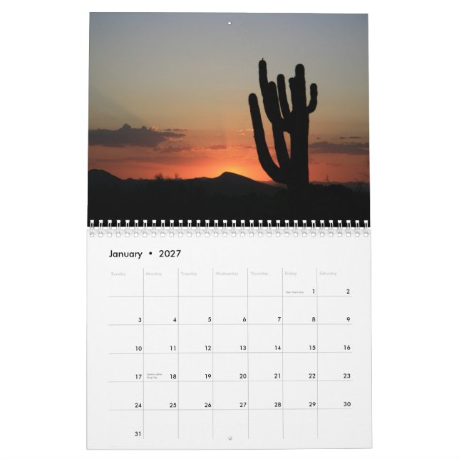 Sunsets 2012 calendar (Jan 2027)