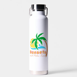 Sunsets And Palm Trees Summer Season Water Bottle
