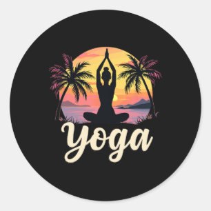 Sunsets And Yoga Meditation - Namaste Vintage Yoga Classic Round Sticker