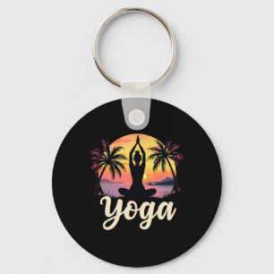 Sunsets And Yoga Meditation - Namaste Vintage Yoga Key Ring