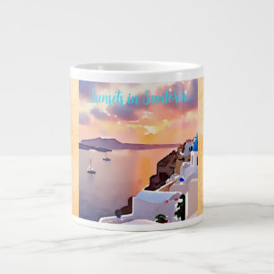 Sunsets in Santorini  Large Coffee Mug