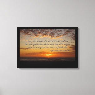 sunset's last moment with ephesians 4:26-27 canvas print