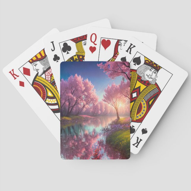 Sunset's Slumber on the Peaceful River Playing Cards (Back)