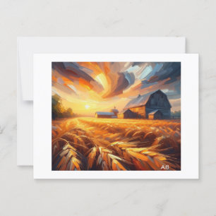 Sunsetting Over The Wheat Fields,  Postcard