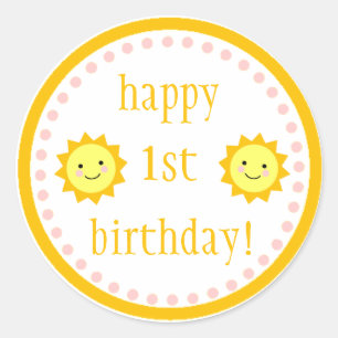 Sunshine 1st Birthday Classic Round Sticker