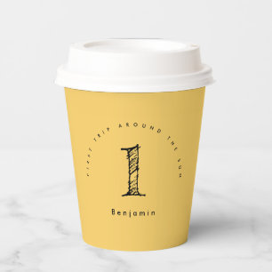 sunshine 1st birthday watercolor sun  paper cups