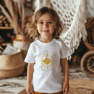 sunshine 1st birthday watercolor sun yellow modern toddler T-Shirt