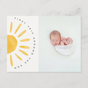 sunshine 1st trip around the sun birthday invite postcard