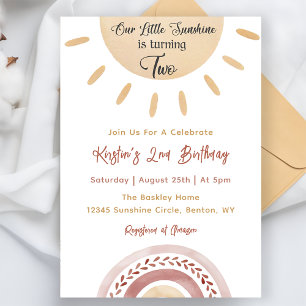 Sunshine 2nd Birthday Our Little Sunshine  Invitation