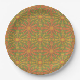 "Sunshine" abstract pattern in orange and yelllow Paper Plate