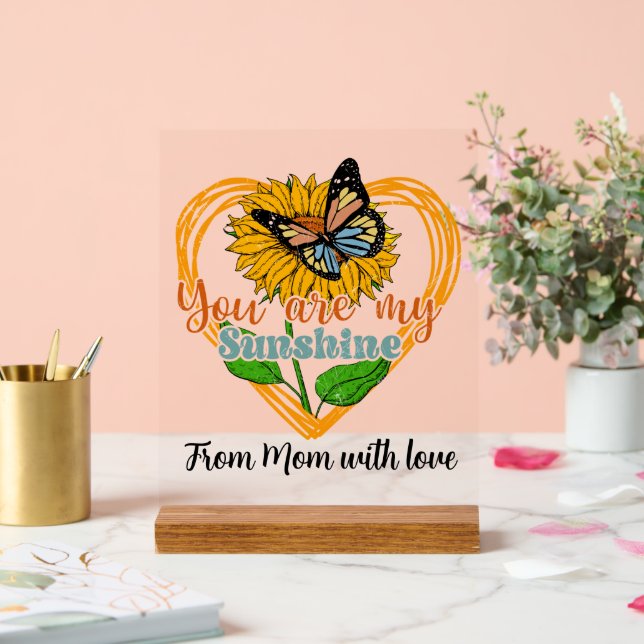 Sunshine add text sentiment butterfly acrylic sign (Wedding)